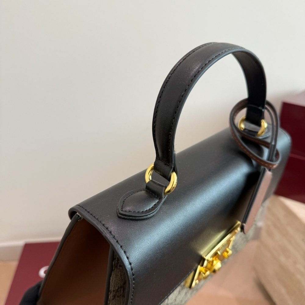 Gvc*1 Padlock GG Svp*me Top Handle Bag Black And Beige 28Cm 453188 KLQJG 9785