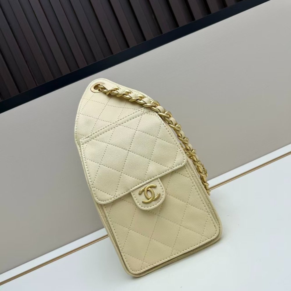 [S*per Vip 1:1] Ch**el 25 Small Handbag Grained And Gold Tone Metal Light Yellow 26Cm AS5293 B20304 NAGEQ