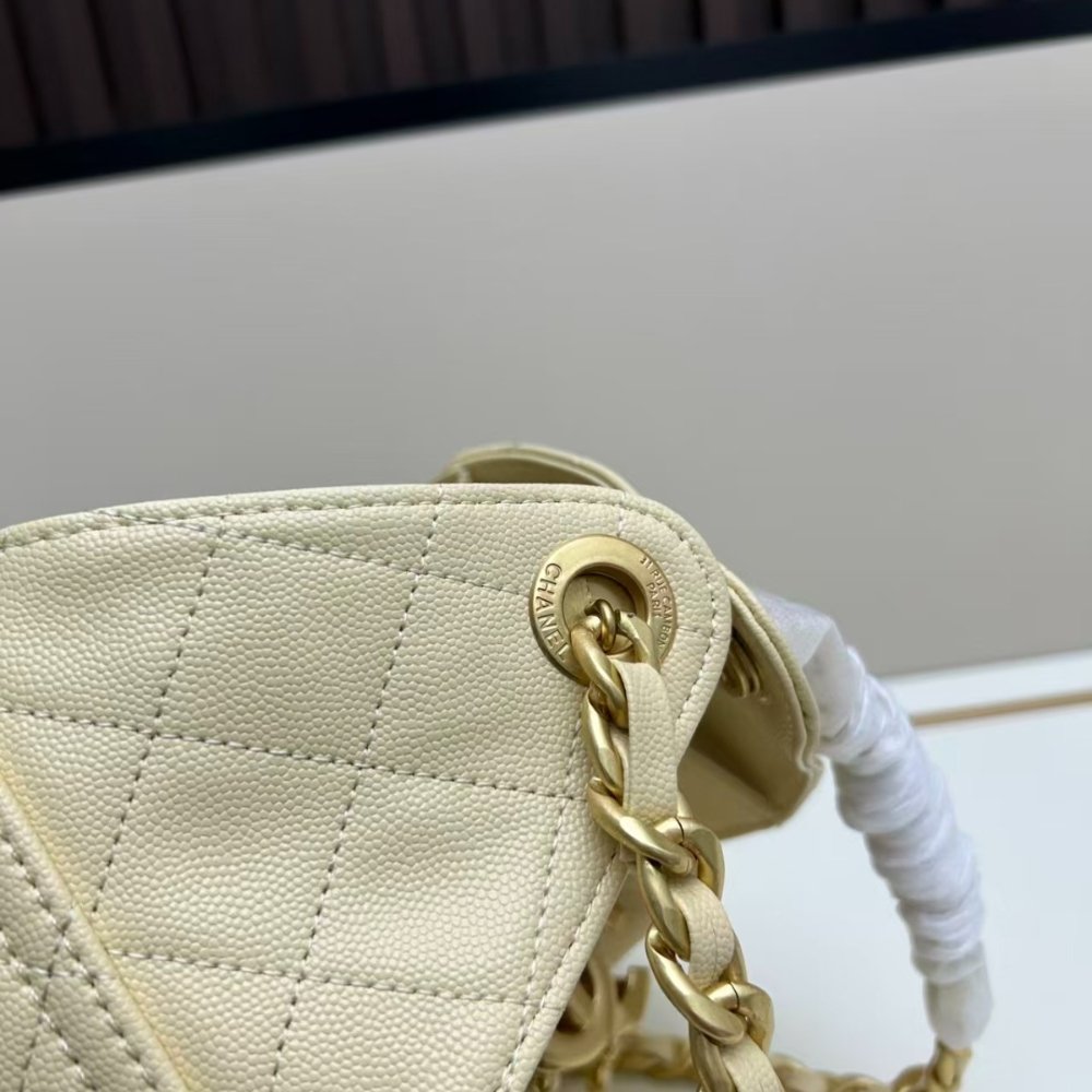 [S*per Vip 1:1] Ch**el 25 Small Handbag Grained And Gold Tone Metal Light Yellow 26Cm AS5293 B20304 NAGEQ