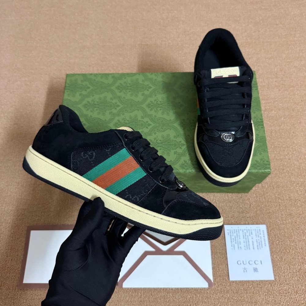 Gvc*1 Women Screener Sneaker Black Leather 840305 FAES7 1059