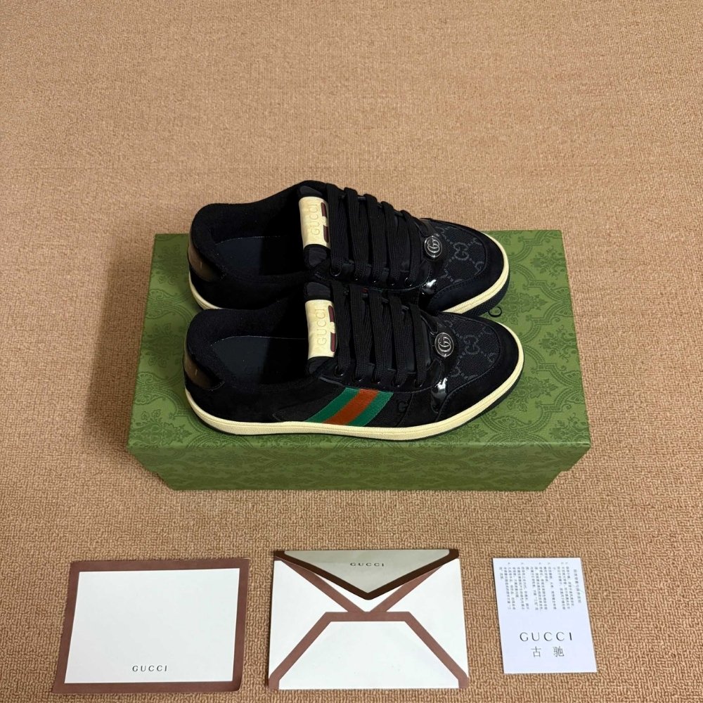 Gvc*1 Women Screener Sneaker Black Leather 840305 FAES7 1059