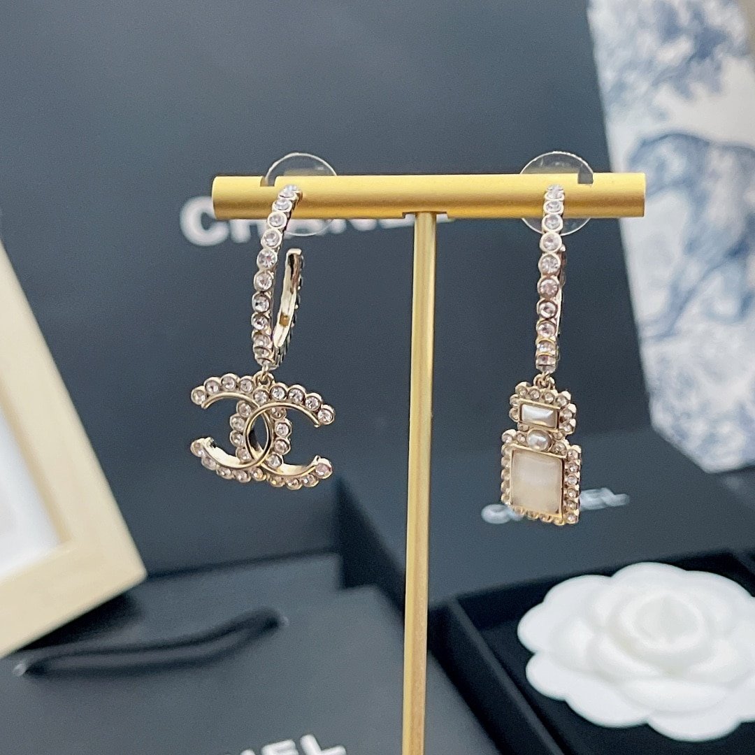 Ch**el Cc And Perfume Bottle Hoop Earrings