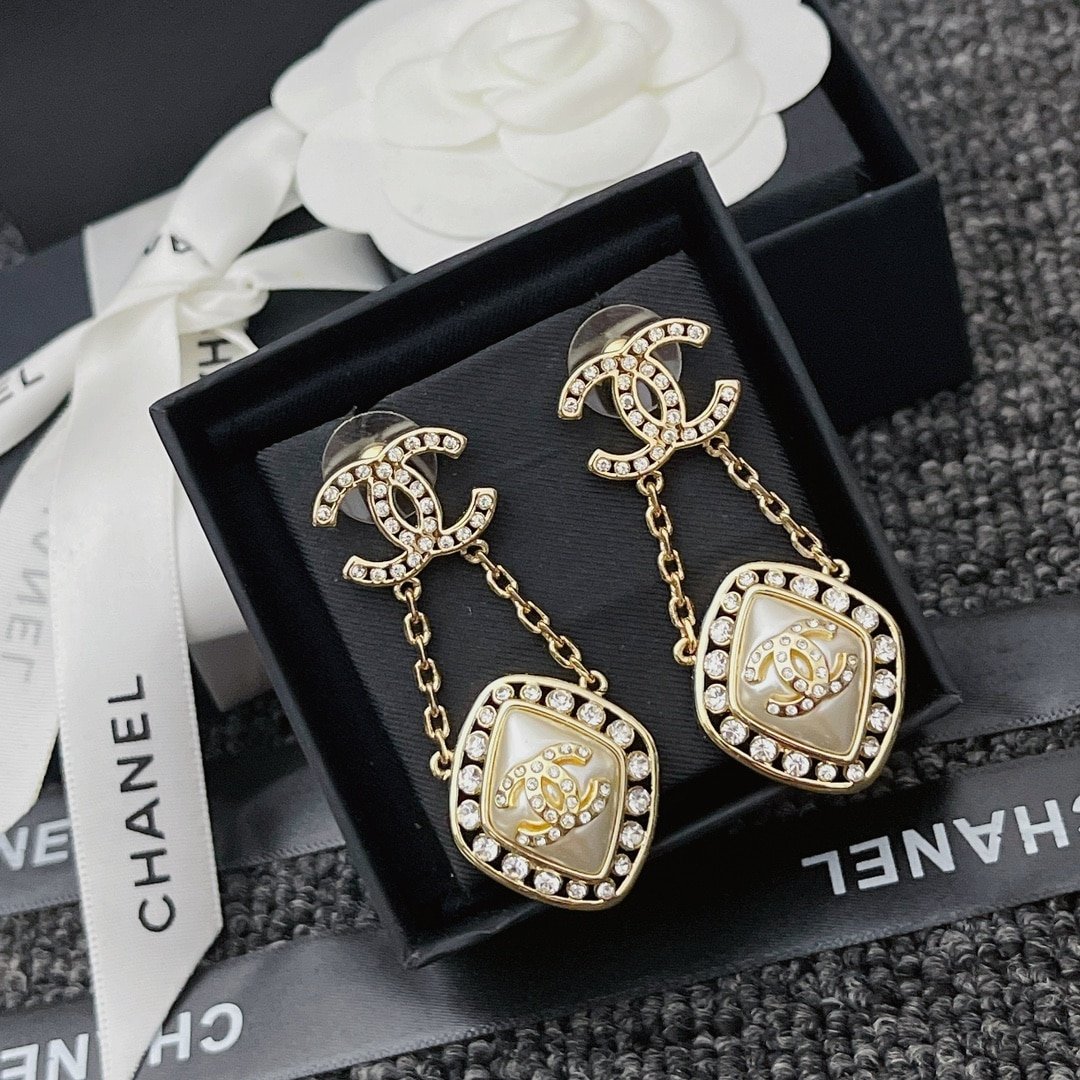 Ch**el Cc Crystal Earrings
