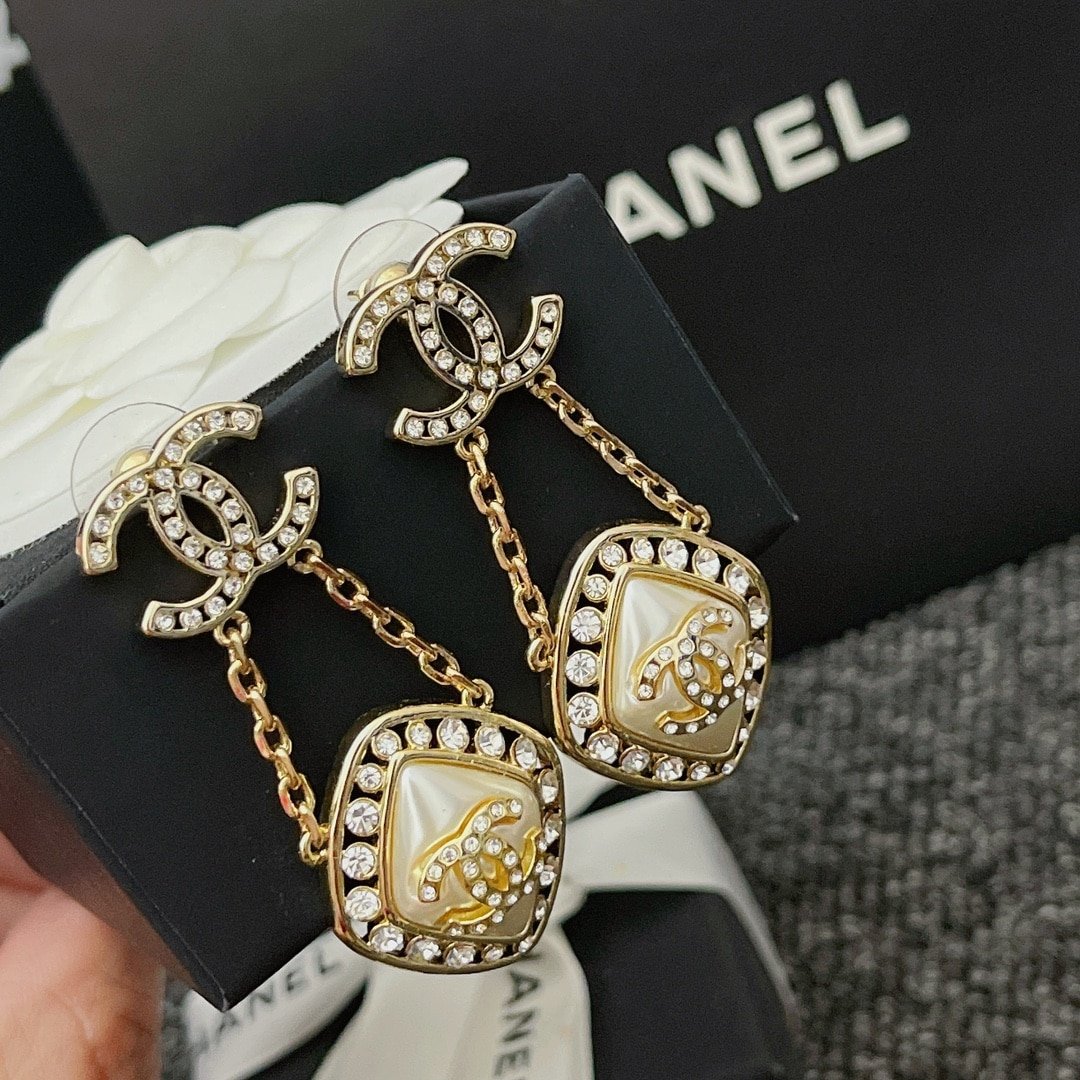 Ch**el Cc Crystal Earrings