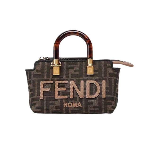 F**di By The Way Small Ff Fabric Boston Bag Brown 17Cm 8Bs067Anx0F1Lmn