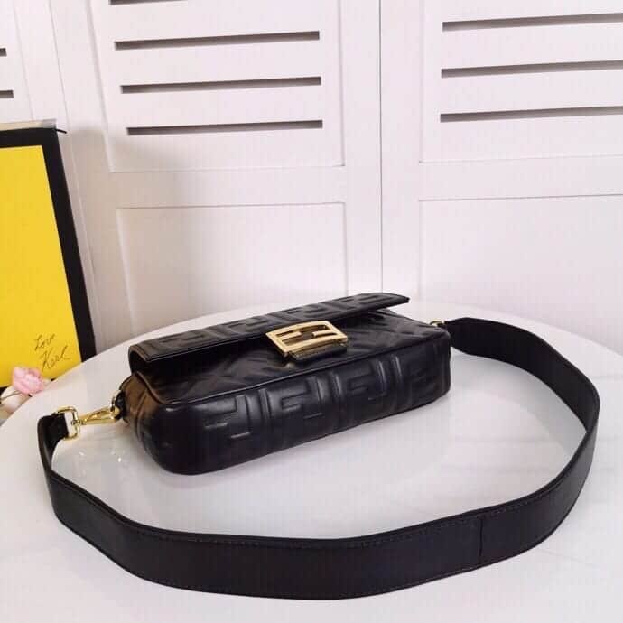 F**di Baguette Leather Black Nappa Bag 27Cm