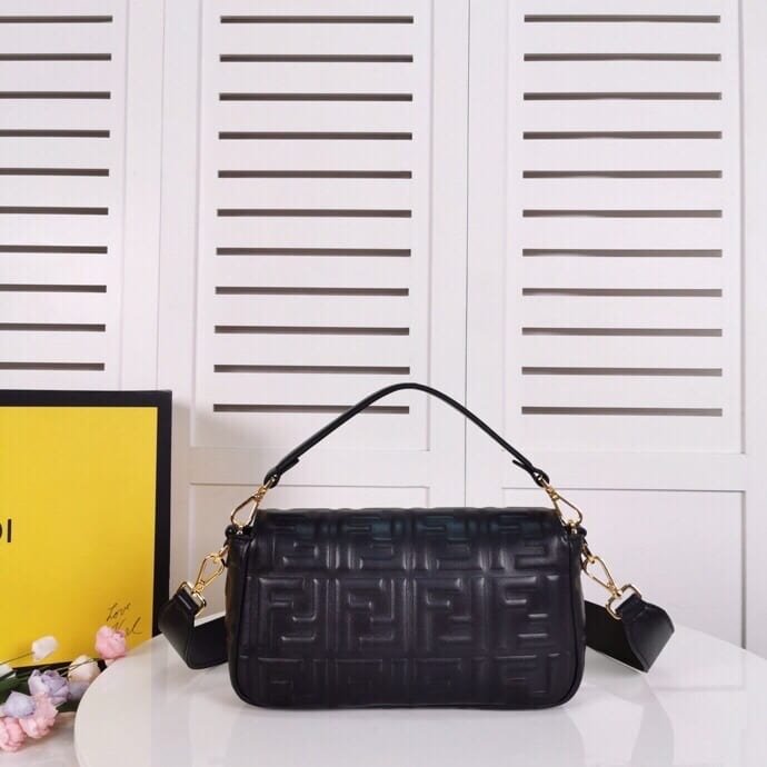 F**di Baguette Leather Black Nappa Bag 27Cm