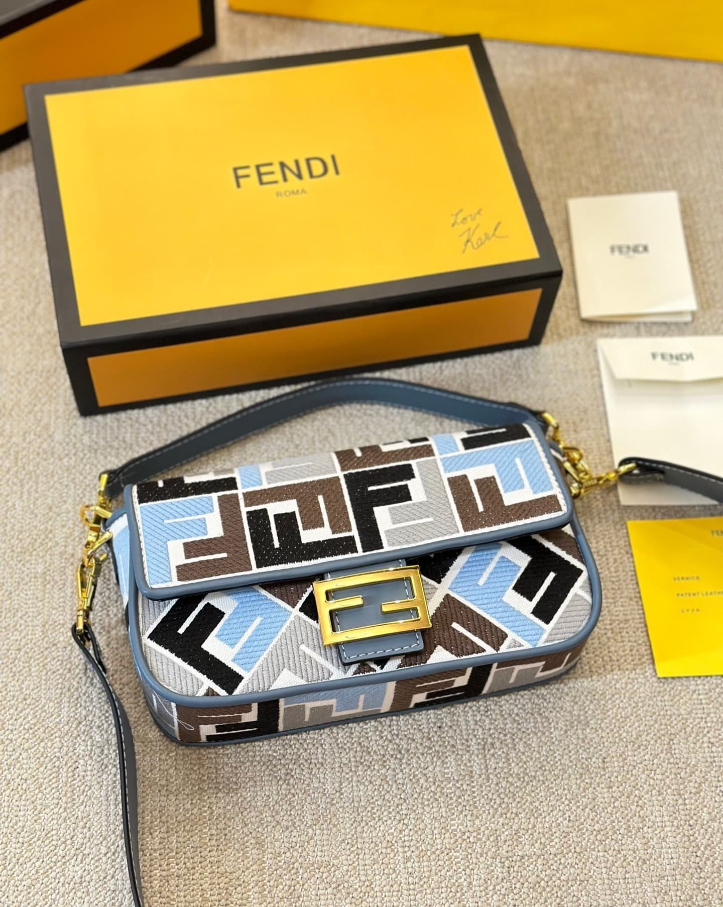 F**di Baguette Ff Embroidered Shoulder Bag Multicolor 26Cm