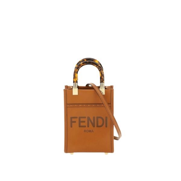 F**di Mini Sunshine Shopper Leather Bag Brown 18Cm 8Bs051