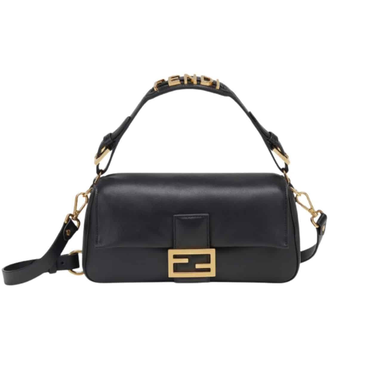 F**di Baguette Bag Black Leather 25Cm 8Br822Apg6F1Cfj