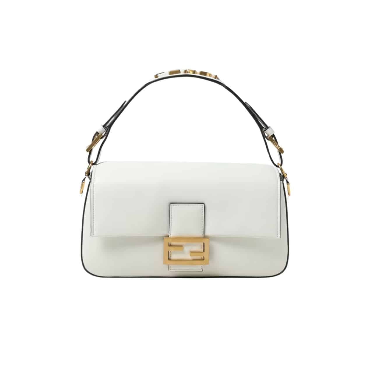 F**di Baguette Bag White Leather 27Cm 8Br822Apg6