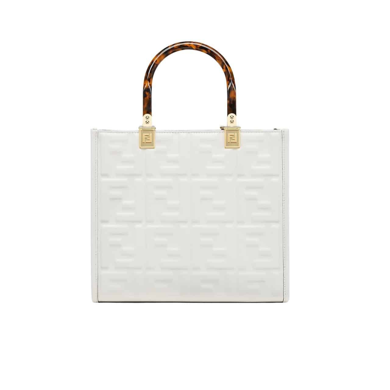F**di Sunshine Small White Leather Shopper 25Cm 8Bh394Amcvf0Qvl