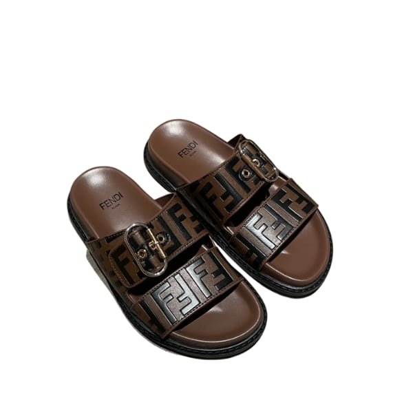 F**di Ff Double Band Slide Brown