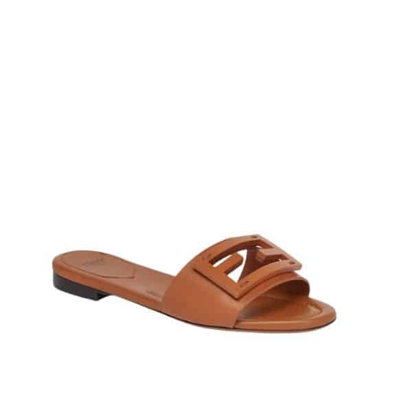 F**di Baguette Brown Leather Slides 8R8136Ae7Tf1C4R