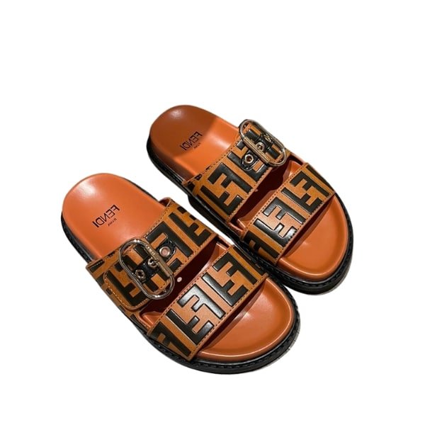 F**di Ff Double Band Slide Light Brown