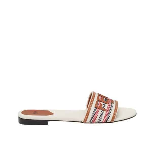 F**di Signature Beige Canvas Slides 8R8092Ao0Xf1Lru