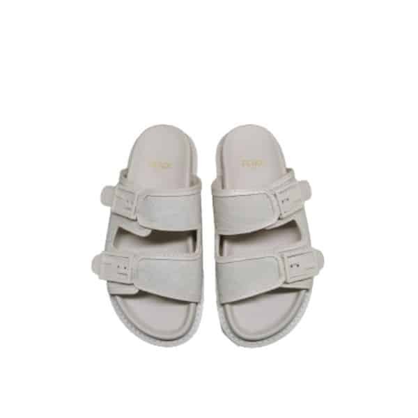 F**di Feel Slides Unisex Ff Motif Fabric White