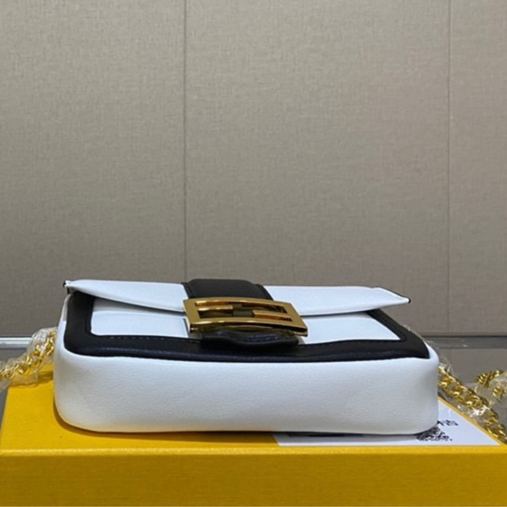 F**di Women Mini Baguette Chain Shoulder Bag White 19Cm