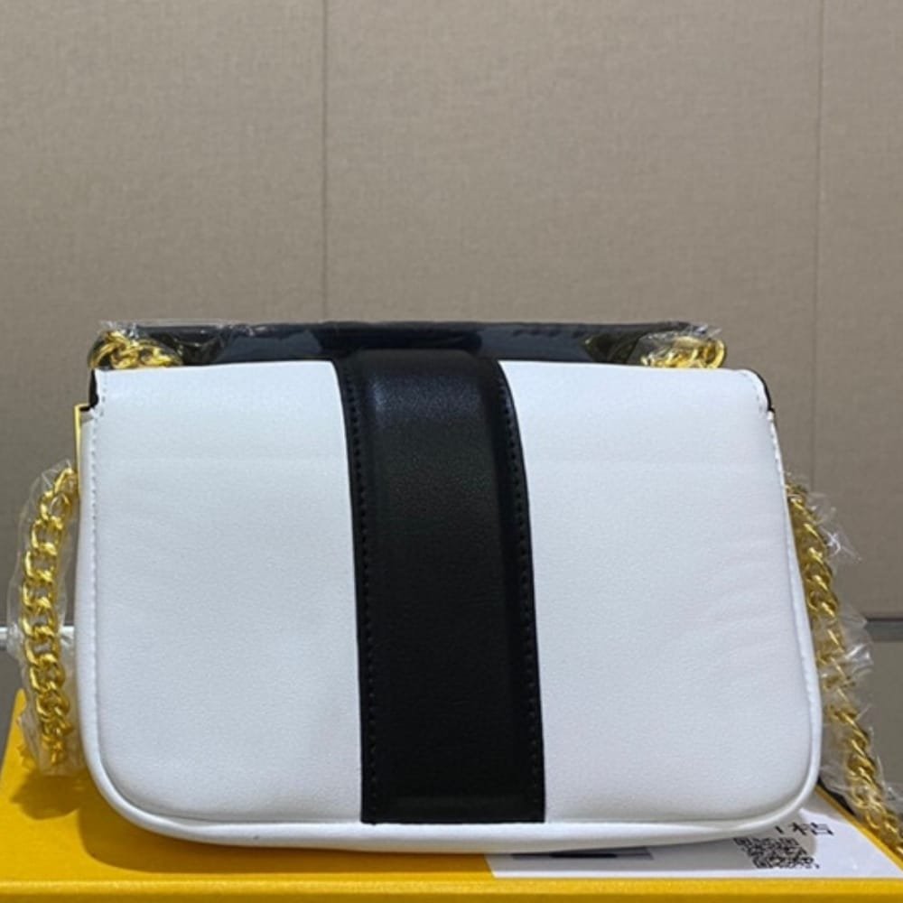 F**di Women Mini Baguette Chain Shoulder Bag White 19Cm