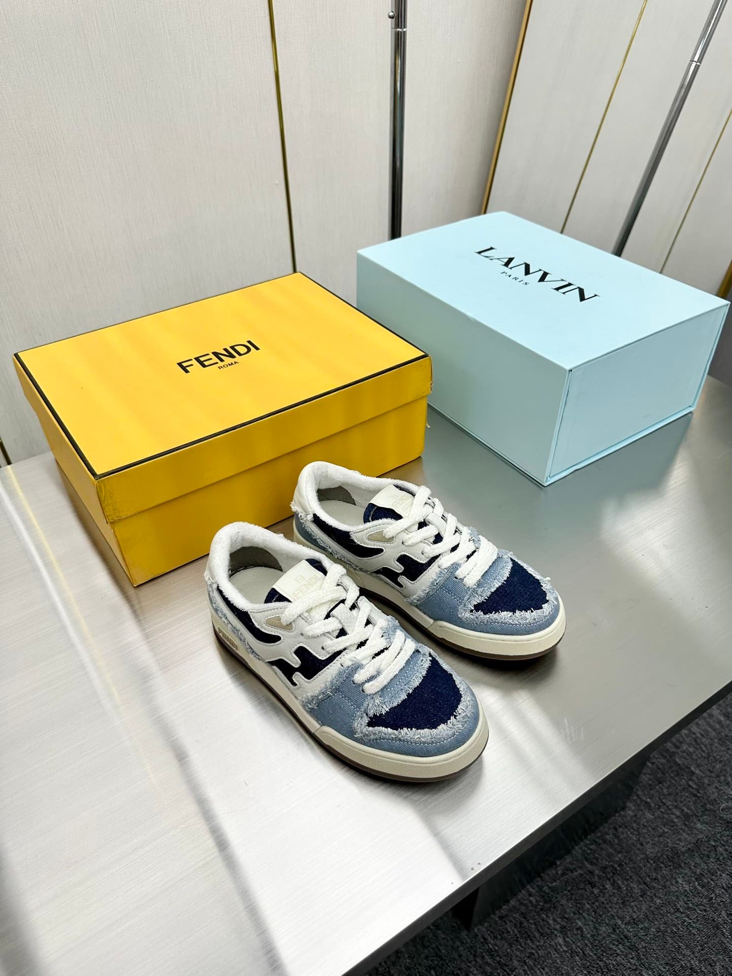 F**di Match Suede Low Tops Denim Blue 7E1495Amf1F1Jid