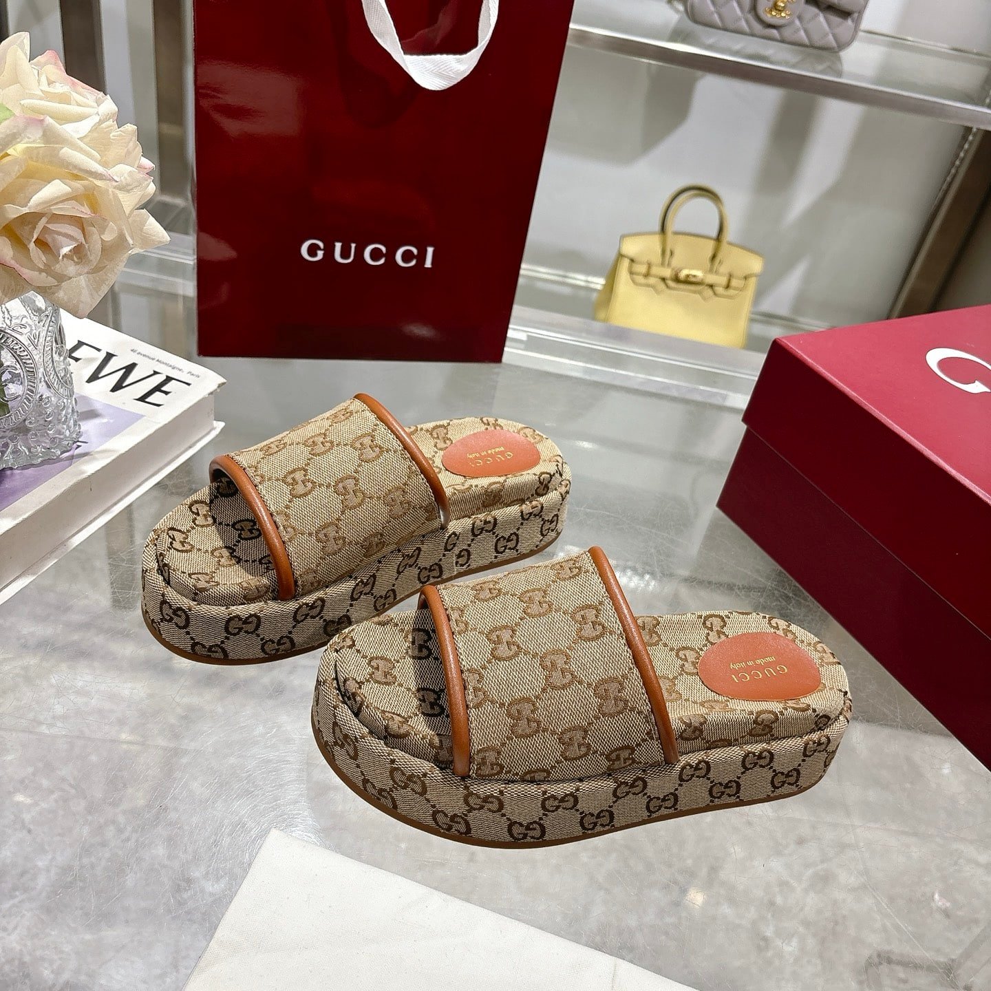 Gvc*1 Women’s Gg Platform Sandal Beige 816797 Fad9C 9745