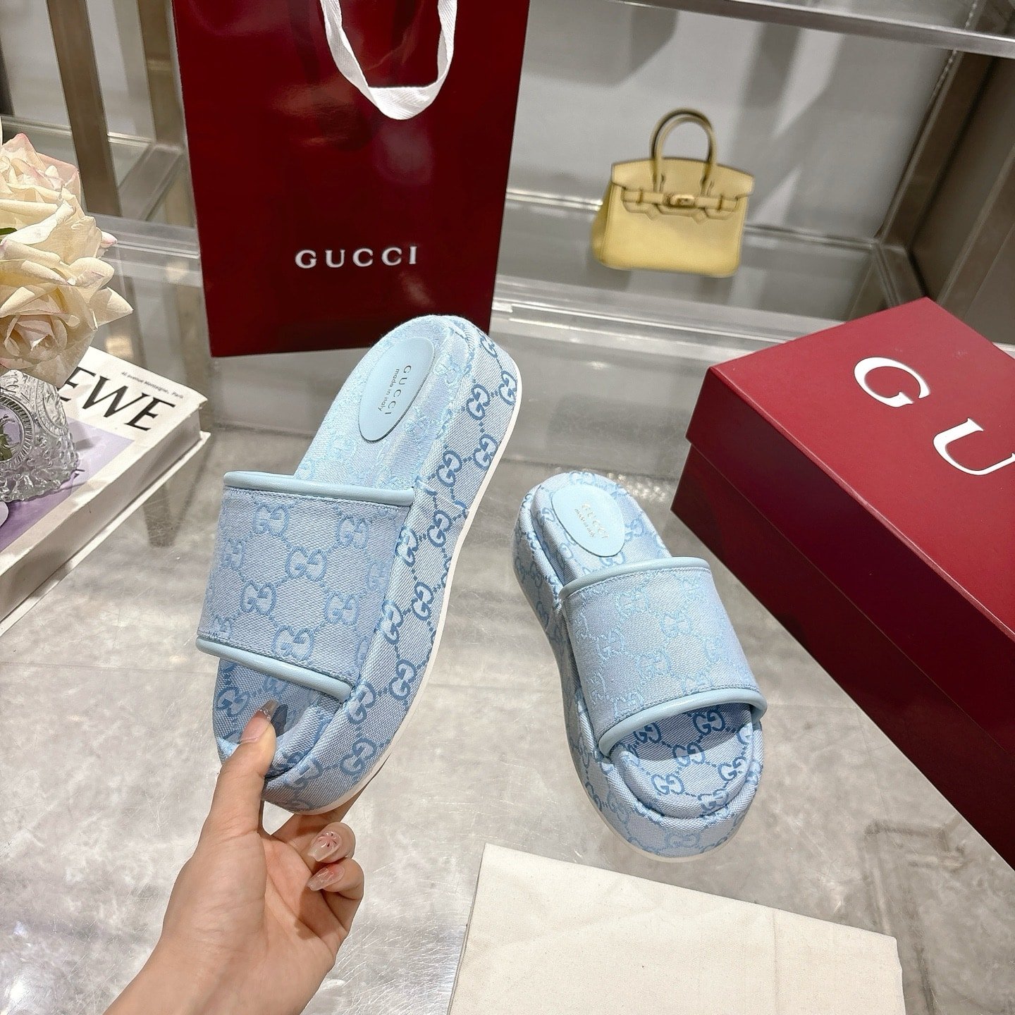 Gvc*1 Women’s Gg Platform Sandal Light Blue ‎816797 Fad9D 4952
