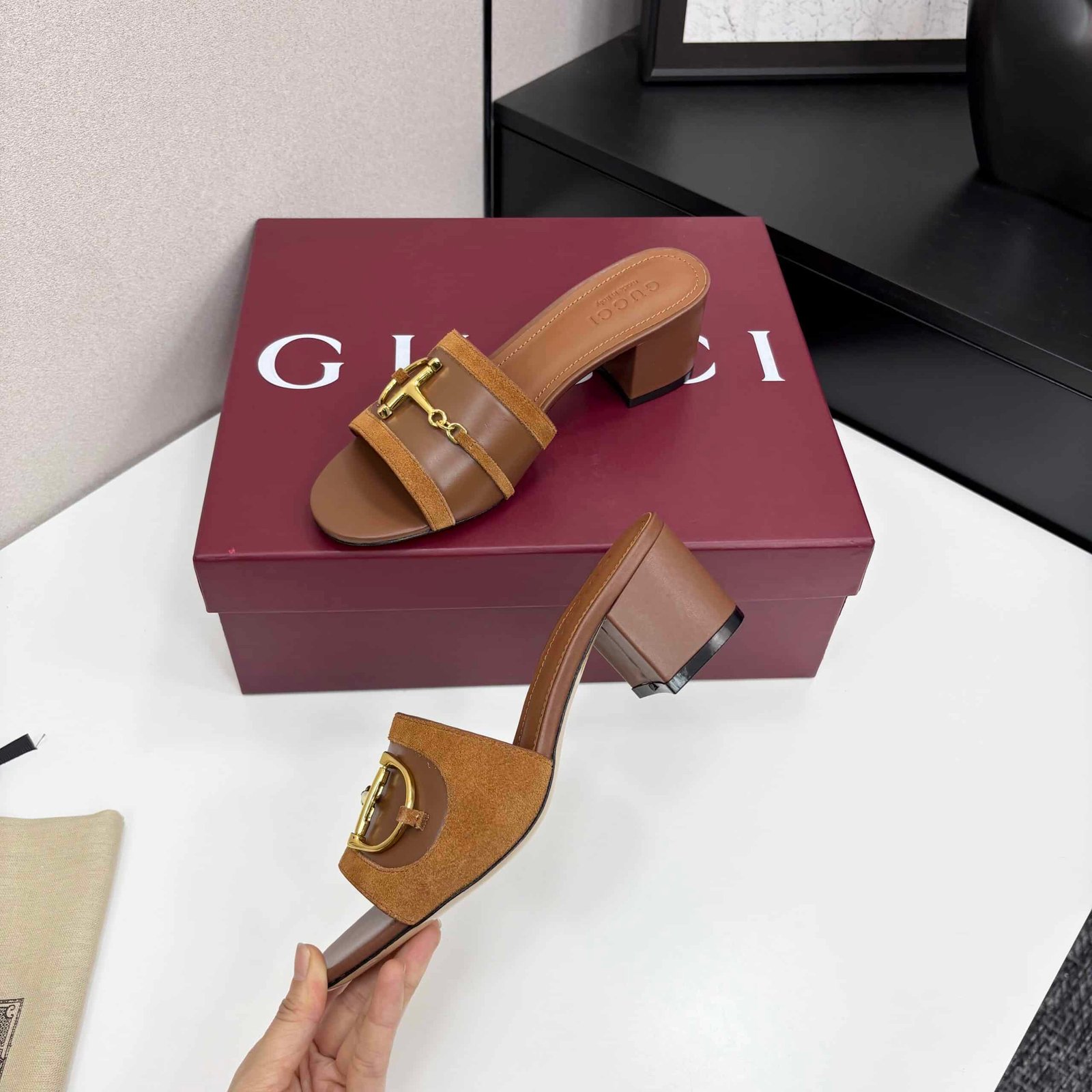 Gvc*1 Women’s Slide Sandal With Horsebit Light Brown ‎834421 Aaexm 2718