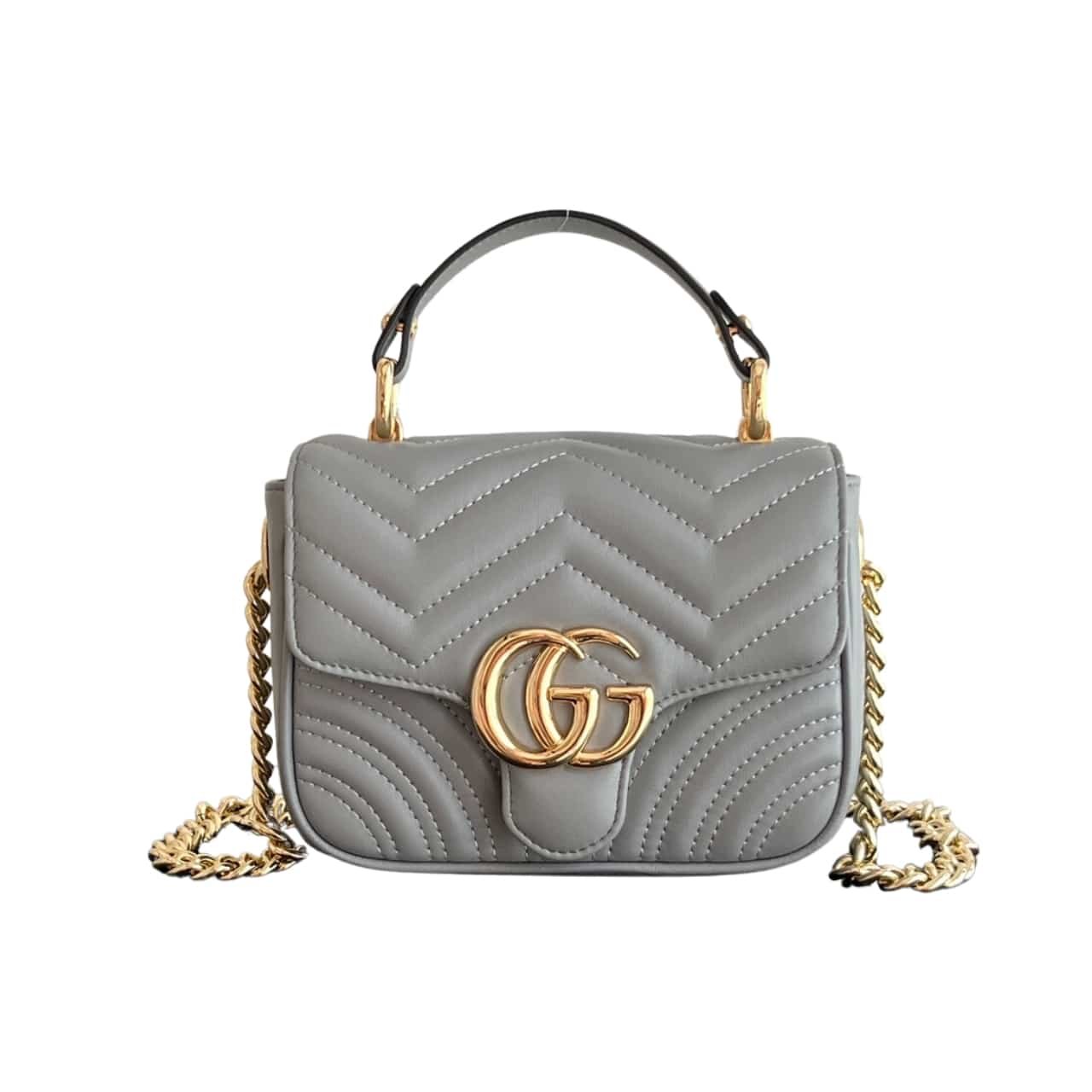 Gvc*1 Gg Marmont Mini Shoulder Bag Grey 17Cm