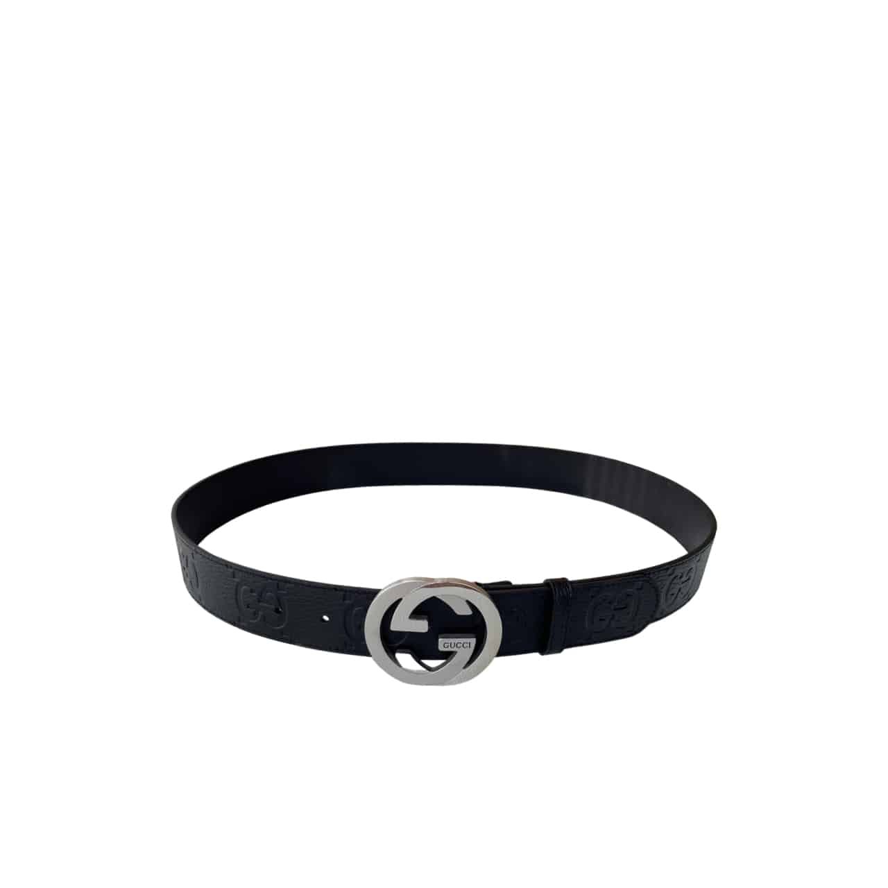 Gvc*1 Men’S Reversible Gg Belt Silver Hardware Black 40Mm