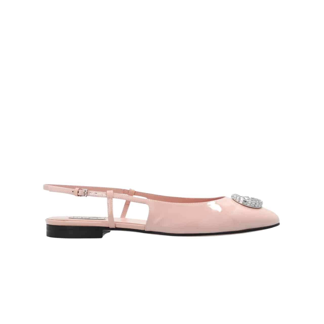 Gvc*1 Logo Embellished Slingback Flats Light Pink