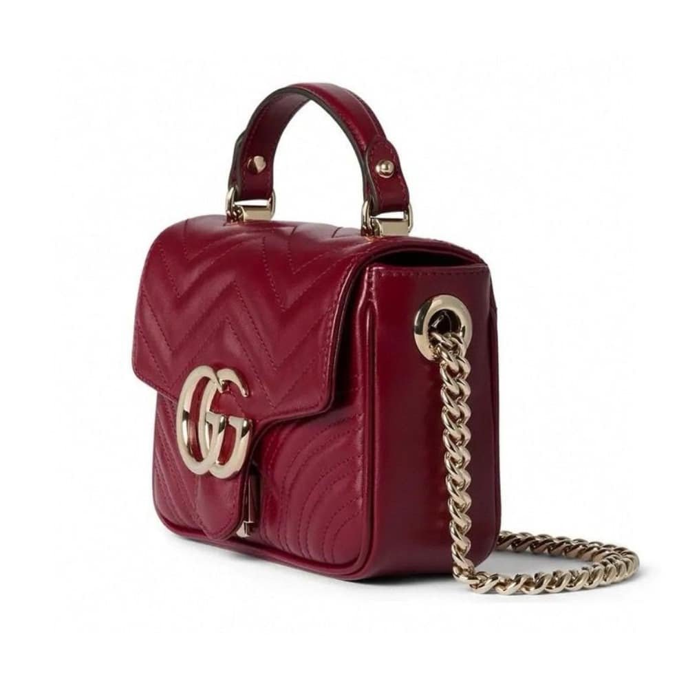 Gvc*1 Gg Marmont Mini Top Handle Bag Red 17Cm ‎811238 Aaeck 6207