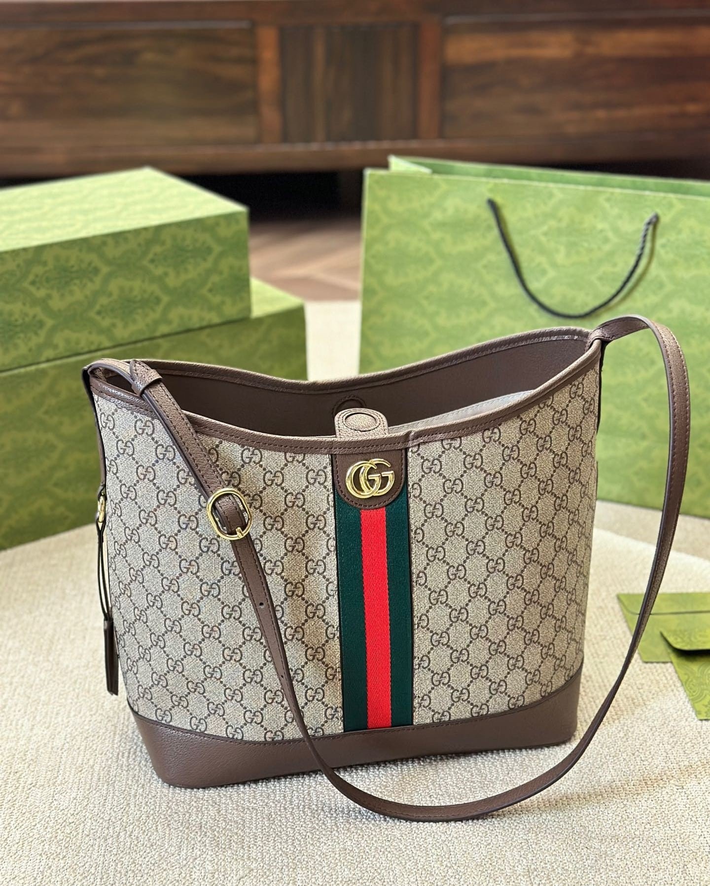 Gvc*1 Ophidia Gg Small Shoulder Bag ‎Beige And Ebony 28Cm 781402 96Iwg 8745