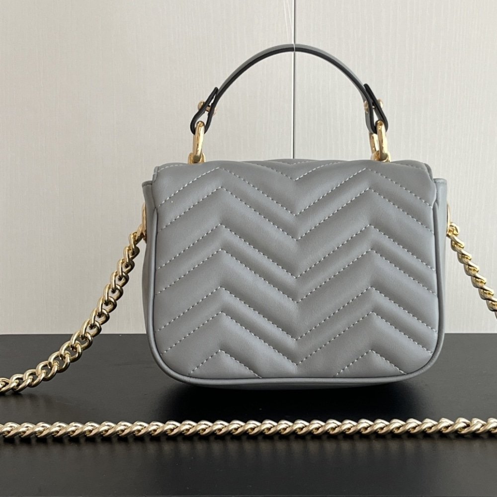 Gvc*1 Gg Marmont Mini Shoulder Bag Grey 17Cm