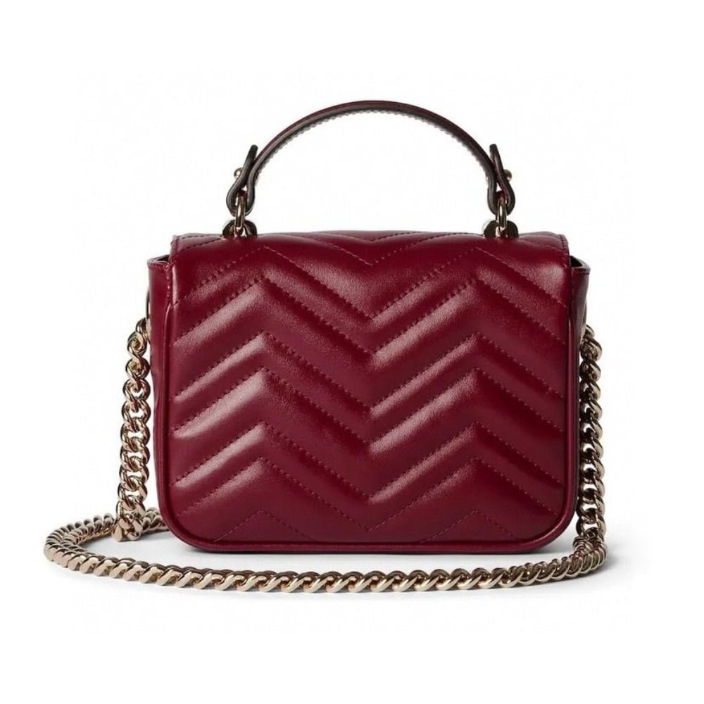 Gvc*1 Gg Marmont Mini Top Handle Bag Red 17Cm ‎811238 Aaeck 6207