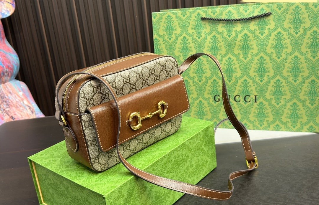 Gvc*1 Horsebit 1955 Small Shoulder Beige Ebony Gg Svp*me Canvas 22Cm