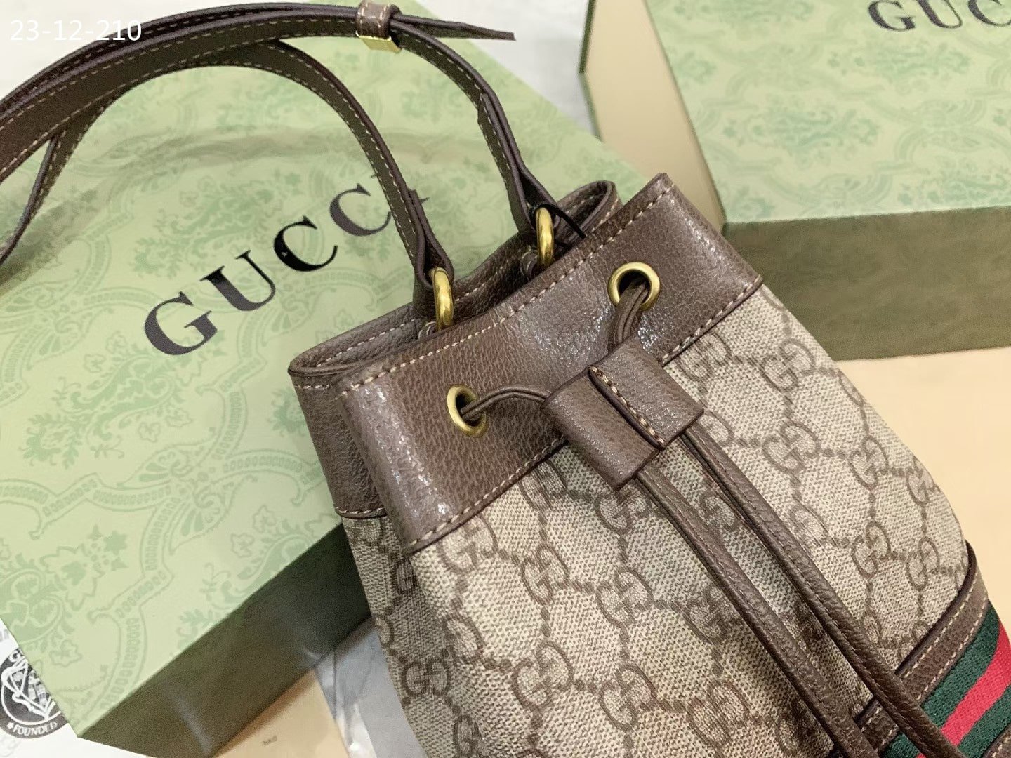 Gvc*1 Ophidia Small Gg Bucket Bag Brown 17Cm ‎550621 96I3B 8745
