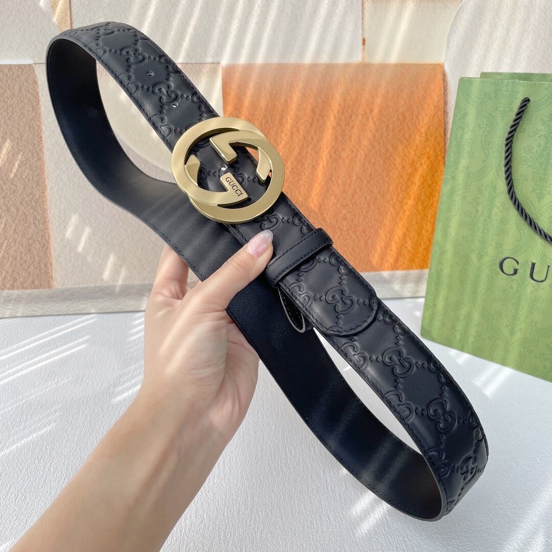 Gvc*1 Men’S Reversible Gg Belt Gold Hardware Black 40Mm