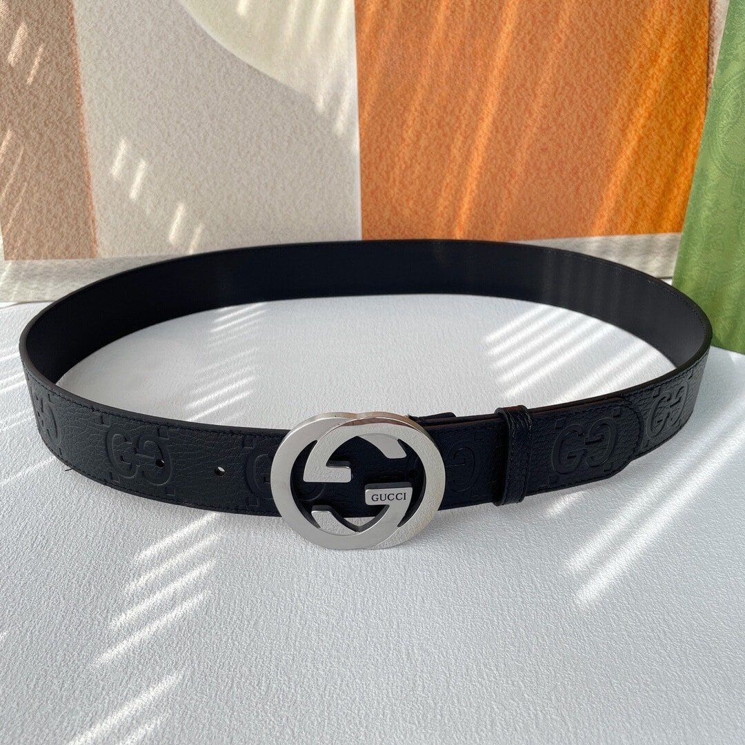 Gvc*1 Men’S Reversible Gg Belt Silver Hardware Black 40Mm