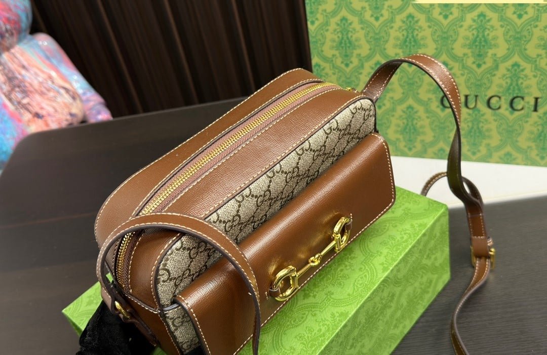 Gvc*1 Horsebit 1955 Small Shoulder Beige Ebony Gg Svp*me Canvas 22Cm