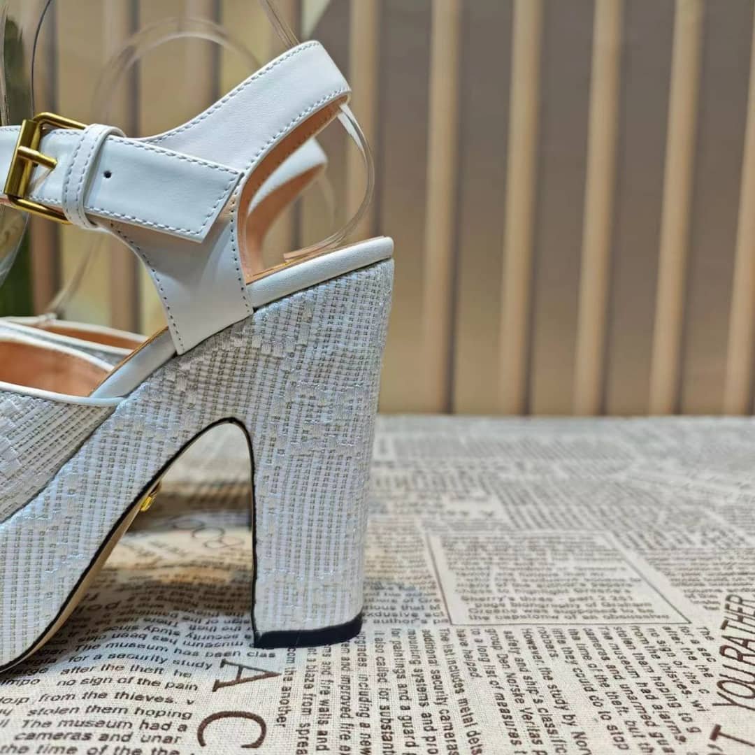 Gvc*1 Horsebit Platform Sandal Gg Embellished ‎White