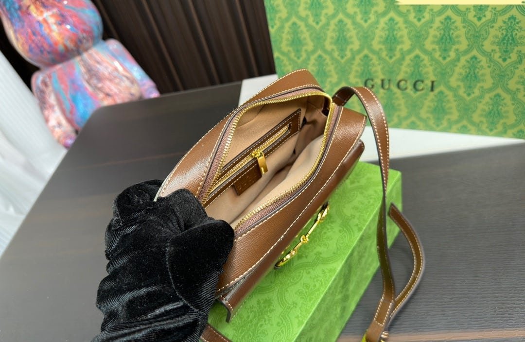 Gvc*1 Horsebit 1955 Small Shoulder Beige Ebony Gg Svp*me Canvas 22Cm