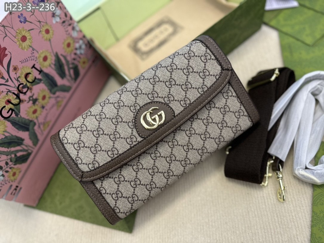 Gvc*1 Ophidia Gg Card Case Holder Brown 23Cm