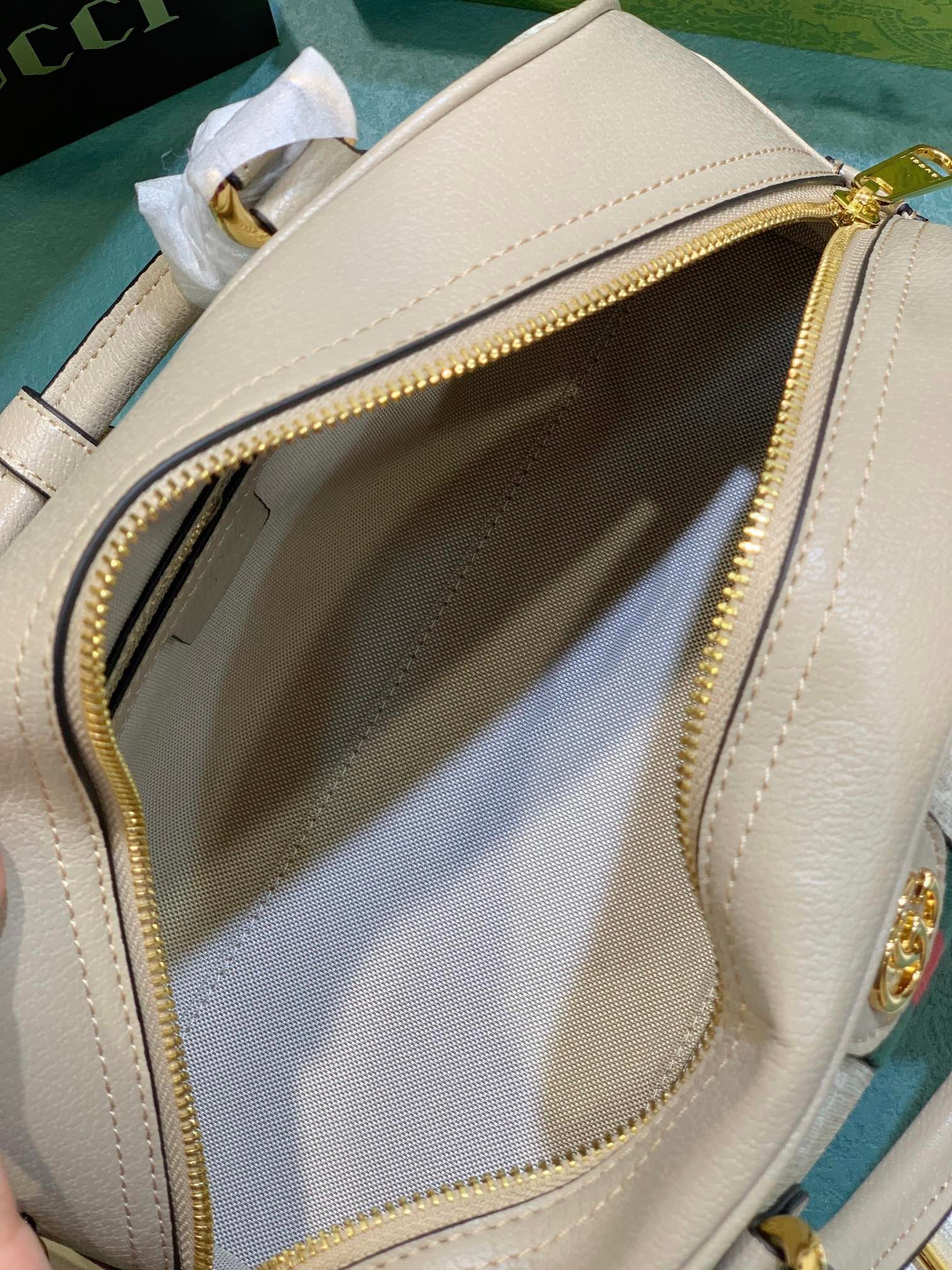 Gvc*1 Women’S Metallic Ophidia Gg Top Handle Bag Beige And White 32Cm 724606 Fabex 9642