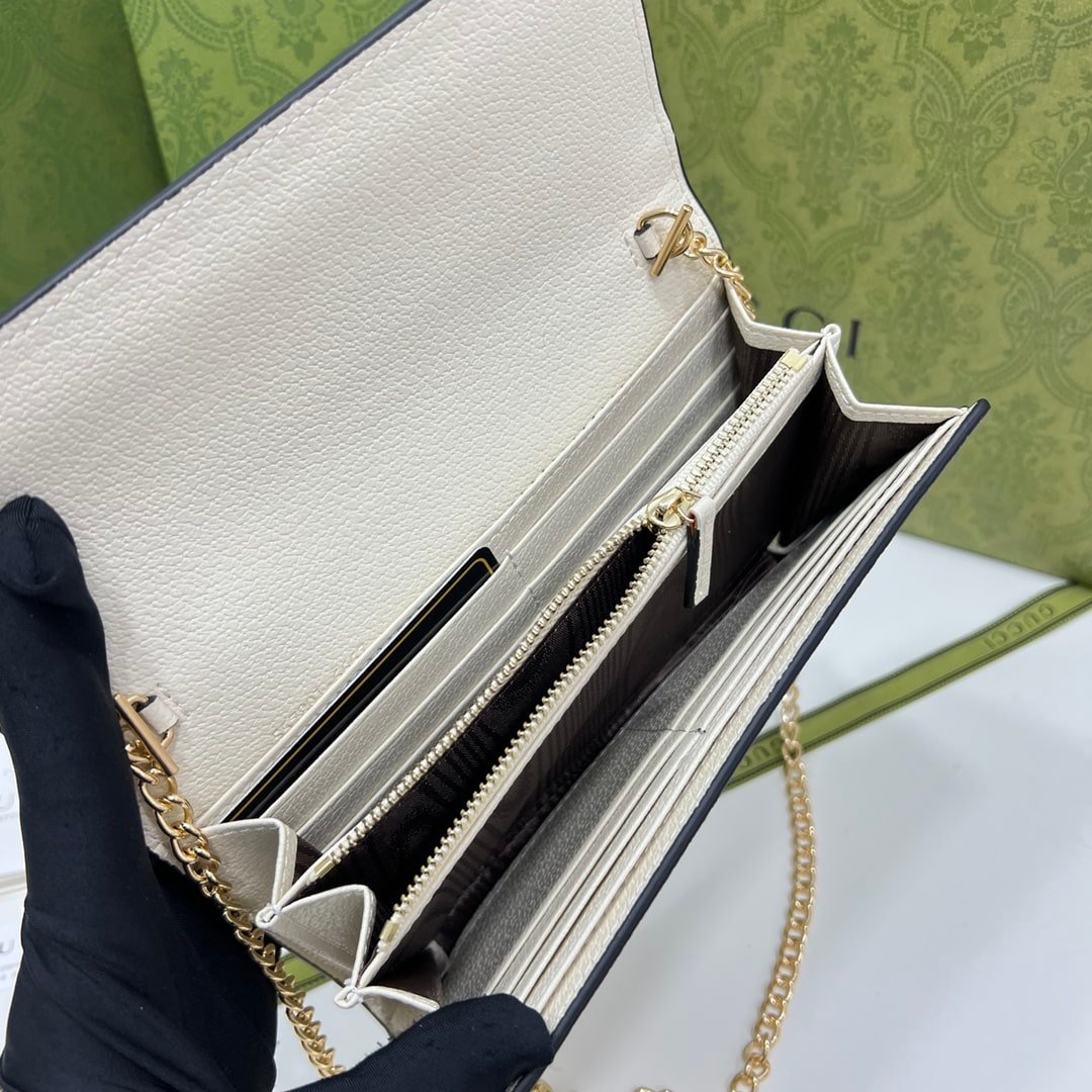 Gvc*1 Jackie 1961 Chain Wallet Beige And Ebony Gg 19Cm 652681 Huhhg 8565