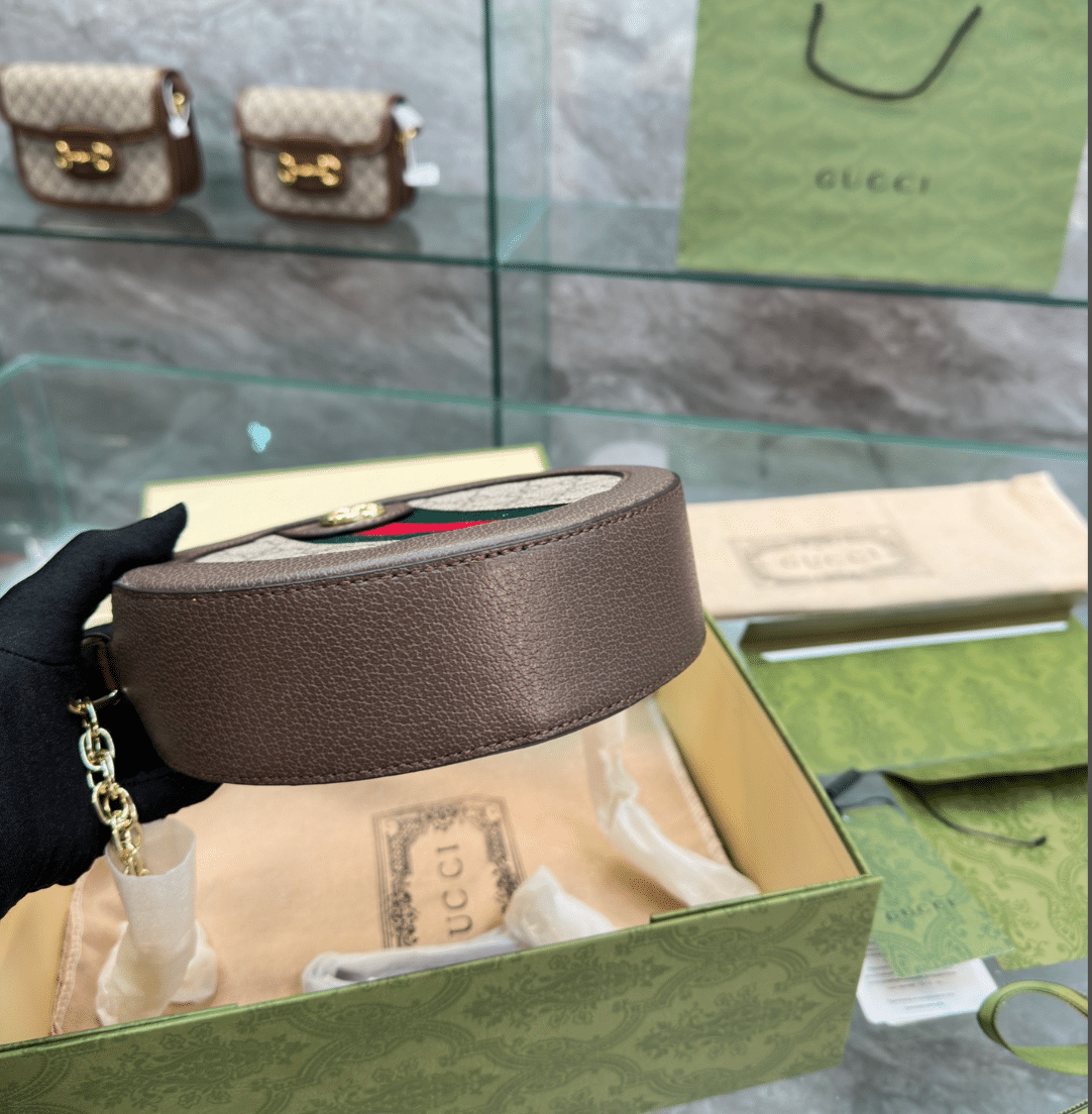 Gvc*1 Ophidia Mini Gg Round Bag Beige And Brown 20Cm