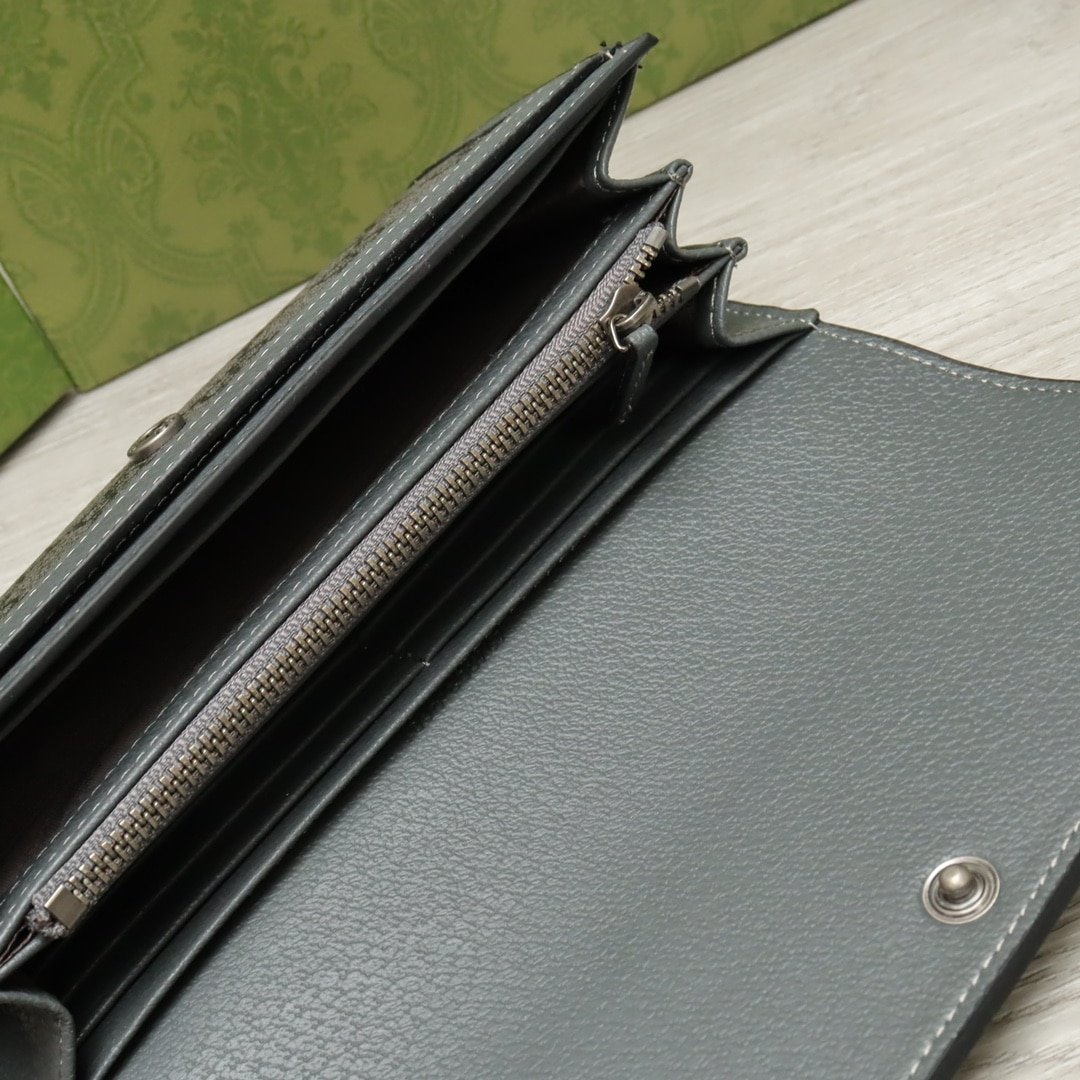 Gvc*1 Ophidia Gg Card Case Holder Gray 19Cm