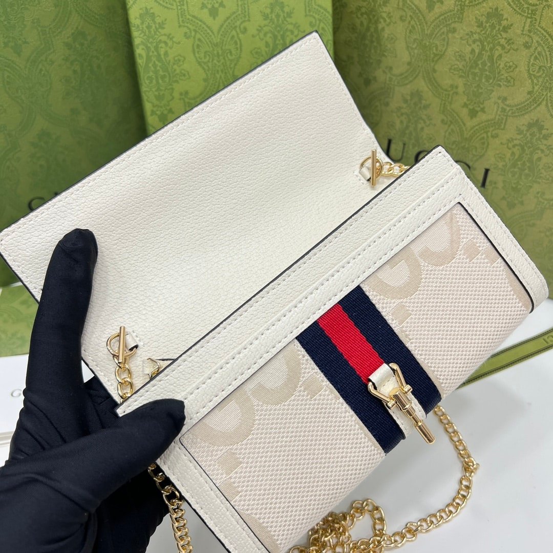 Gvc*1 Jackie 1961 Chain Wallet Beige And Ebony Gg 19Cm 652681 Huhhg 8565