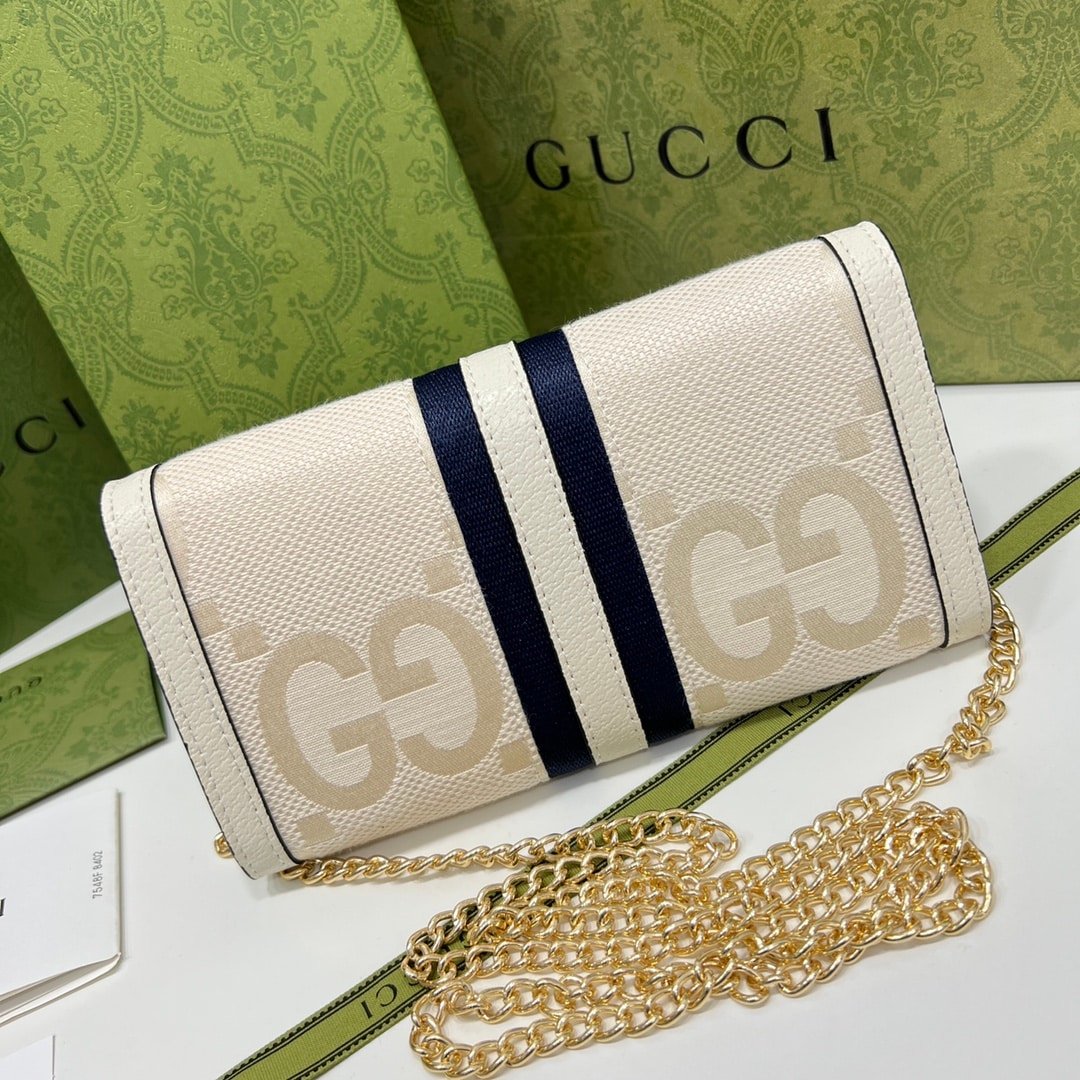 Gvc*1 Jackie 1961 Chain Wallet Beige And Ebony Gg 19Cm 652681 Huhhg 8565