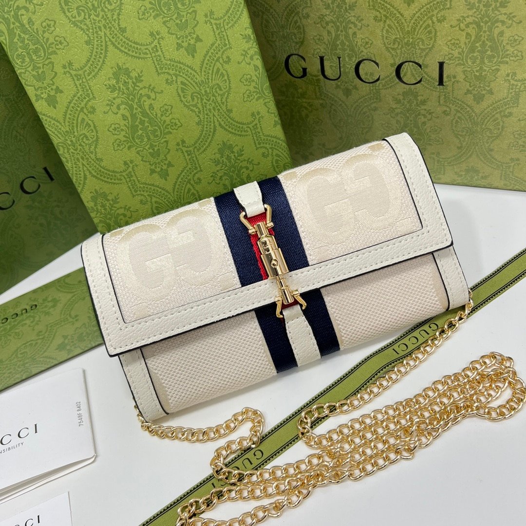 Gvc*1 Jackie 1961 Chain Wallet Beige And Ebony Gg 19Cm 652681 Huhhg 8565