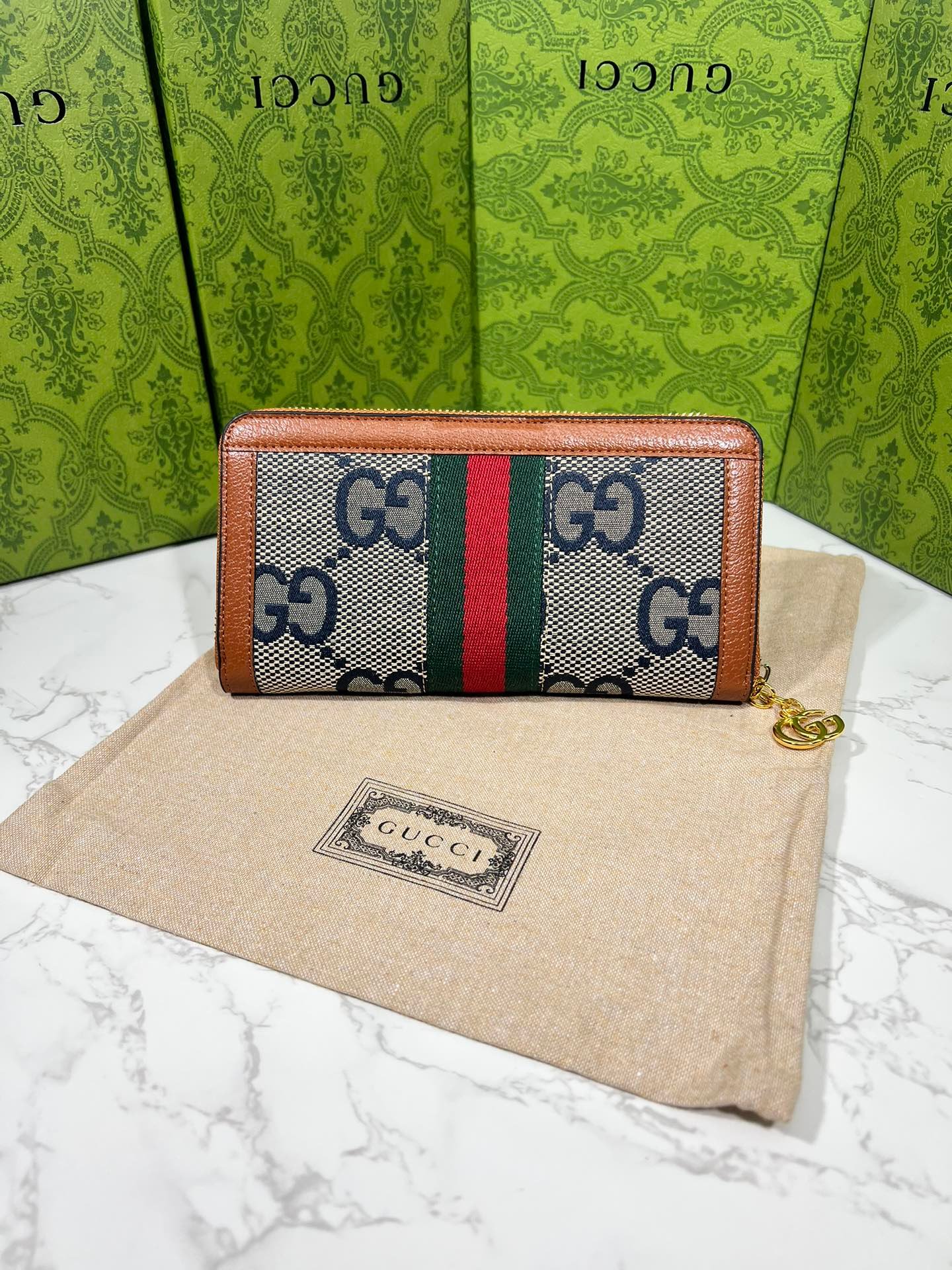 Gvc*1 Ophidia Long Wallet Brown And Navy Blue 19.5Cm